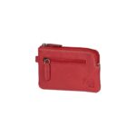 Compact Leather Key Case with Coin Pocket | Red