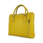 Unisex Leather Business Briefcase | Mustard Yellow