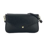 Small Leather Shoulder Bag with Chain | Black - Image 2