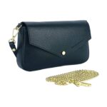 Small Leather Shoulder Bag with Chain | Black - Image 3