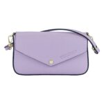 Genuine Leather Women's Bag with Golden Chain | Light Purple - Image 2