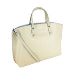 Large Leather Handbag with Removable Inner Pouch | Beige
