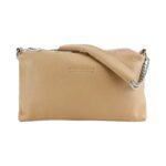 Leather Handbag with Double Zipper | Beige - Image 4