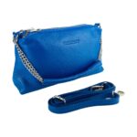 Damen-Ledertasche mit silberner Kette aus Echtleder | Blau