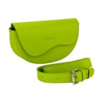 Rounded Leather Shoulder Bag for Women | Lime Green