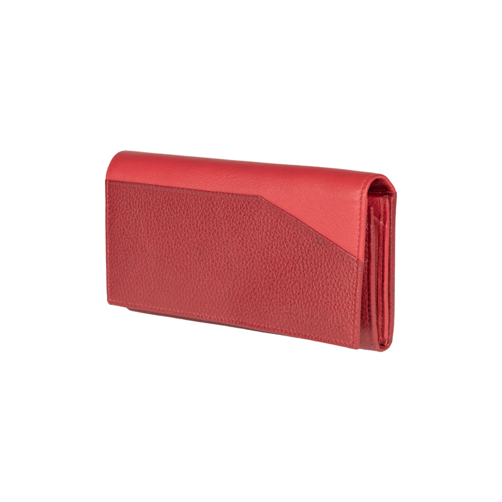 RB12129V.jpg Women's Leather Wallet with Zipper | Red - Image 1