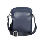 Sporty shoulder bag made of nylon & leather | Dark blue - Image 2