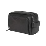 Elegantes Beauty Case aus Leder | Schwarz