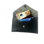Kleine Leder-Brieftasche mit Klappe | Schwarz