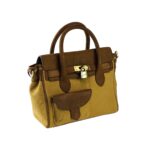 Mini-Handtasche aus Canvas und Leder | Haselnuss – Bild 3