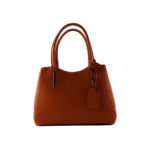Strukturierte Leder-Handtasche | Cognac