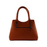 Strukturierte Leder-Handtasche | Cognac – Bild 2