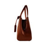 Strukturierte Leder-Handtasche | Cognac – Bild 4