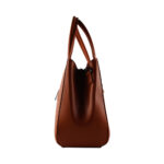 Strukturierte Leder-Handtasche | Cognac – Bild 5