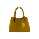 Strukturierte Leder-Handtasche | Senfgelb