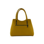 Strukturierte Leder-Handtasche | Senfgelb – Bild 2