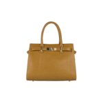 Elegante Leder-Handtasche mit Drehverschluss | Hellbraun – Bild 3
