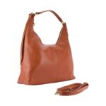 Weiche Leder-Schultertasche für Damen | Cognac