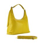 Weiche Leder-Schultertasche für Damen | Senfgelb