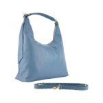 Weiche Leder-Schultertasche für Damen | Hellblau