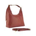 Weiche Leder-Schultertasche für Damen | Rubinrot