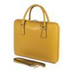 Unisex Business-Aktentasche aus Leder | Senfgelb