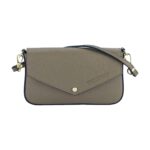 Kleine Leder-Schultertasche mit Kette | Taupe – Bild 2