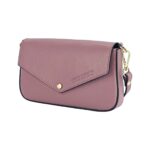 Kleine Leder-Schultertasche mit Kette | Altrosa