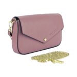 Kleine Leder-Schultertasche mit Kette | Altrosa – Bild 3