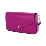 Damen-Ledertasche mit goldener Kette aus Echtleder  | Violett-Pink