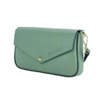 Kleine Leder-Schultertasche mit Kette | Mintgrün