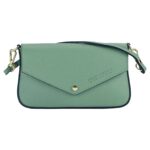 Kleine Leder-Schultertasche mit Kette | Mintgrün – Bild 2