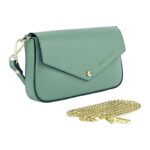 Kleine Leder-Schultertasche mit Kette | Mintgrün – Bild 3