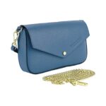 Klassische Leder-Handtasche für Damen | Blau – Bild 3