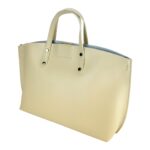 Große Leder-Handtasche mit herausnehmbarer Innentasche | Beige – Bild 3