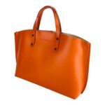 Große Leder-Handtasche mit herausnehmbarer Innentasche | Orange – Bild 3
