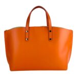 Große Leder-Handtasche mit herausnehmbarer Innentasche | Orange – Bild 5