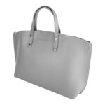 Großer Leder-Shopper mit Innentasche | Grau – Bild 3