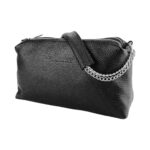 Leder-Handtasche mit Doppel-Reißverschluss | Schwarz – Bild 4