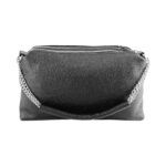 Leder-Handtasche mit Doppel-Reißverschluss | Schwarz – Bild 5