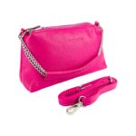 Damen-Ledertasche mit Kette aus Echtleder | Fuchsia
