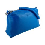 Damen-Ledertasche mit silberner Kette aus Echtleder | Blau – Bild 2