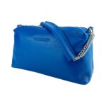Damen-Ledertasche mit silberner Kette aus Echtleder | Blau – Bild 3
