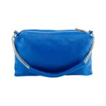 Damen-Ledertasche mit silberner Kette aus Echtleder | Blau – Bild 5