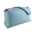 Leder-Handtasche mit Doppel-Reißverschluss | Hellblau - Image 2