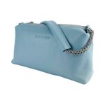 Leder-Handtasche mit Doppel-Reißverschluss | Hellblau - Image 3
