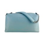 Leder-Handtasche mit Doppel-Reißverschluss | Hellblau - Image 4