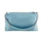 Leder-Handtasche mit Doppel-Reißverschluss | Hellblau - Image 5