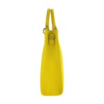 Vertikale Handtasche aus Leder & Stroh | Gelb – Bild 4