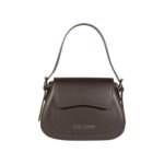 Leder-Schultertasche "EMMA" mit Klappe | Dunkelbraun
